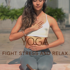 A woman practicing yoga to fight stress and to relax.